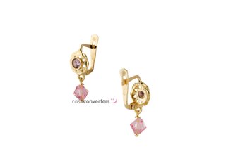 pendientes oro 18k con piedra con circonita