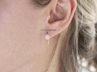pendientes oro 18k con piedra con circonita