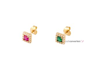 pendientes oro 18k con piedra con circonita