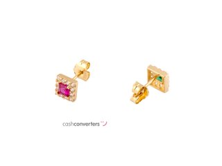 pendientes oro 18k con piedra con circonita
