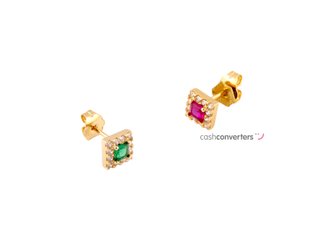 pendientes oro 18k con piedra con circonita