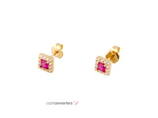 pendientes oro 18k con piedra con circonita