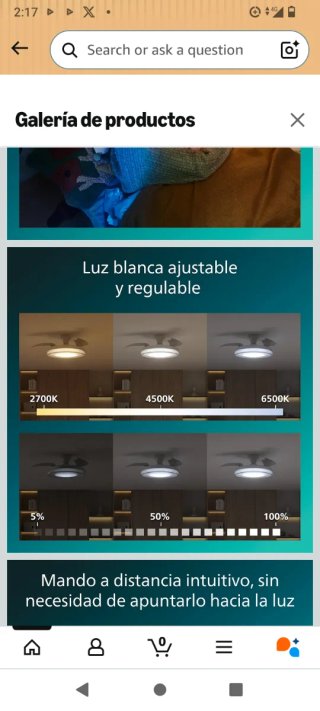 Lámpara Techo Ventilador Philips Aspa