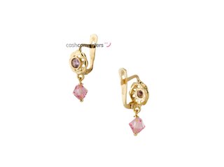 pendientes oro 18k con piedra con circonita