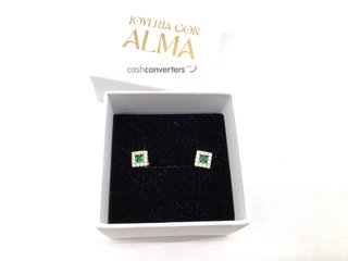 pendientes oro 18k con piedra con circonita
