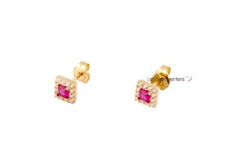 pendientes oro 18k con piedra con circonita