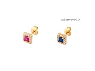 pendientes oro 18k con piedra con circonita
