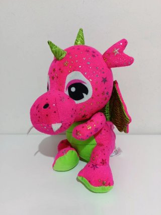 Juguete peluche dragón rosa con estrellas 25 cm