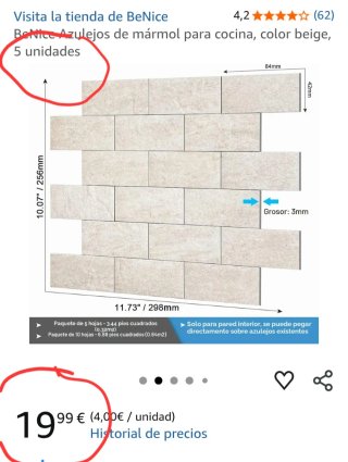 Azulejos adhesivos resistentes cocina y baños