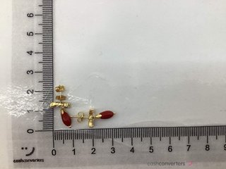 pendientes oro 18k con piedra con coral