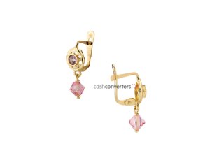 pendientes oro 18k con piedra con circonita