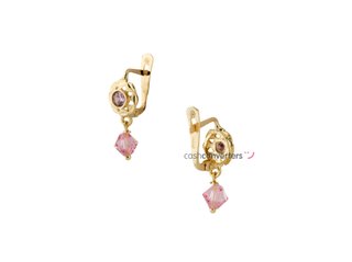 pendientes oro 18k con piedra con circonita