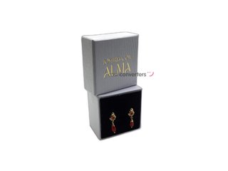 pendientes oro 18k con piedra con coral