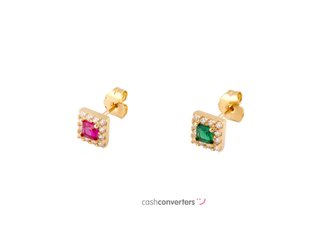 pendientes oro 18k con piedra con circonita