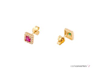 pendientes oro 18k con piedra con circonita