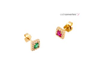 pendientes oro 18k con piedra con circonita