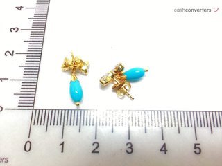 pendientes oro 18k con piedra con turquesa