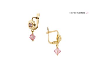 pendientes oro 18k con piedra con circonita