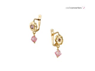pendientes oro 18k con piedra con circonita