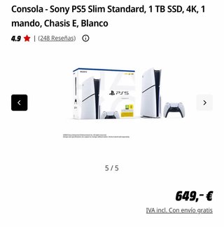 Consola Sony PS5 Slim Estandar 1TB Blanca