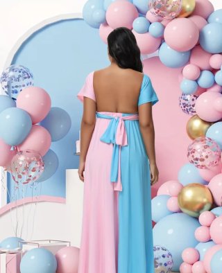 Vestido Fiesta Género Revelación Rosa/Azul