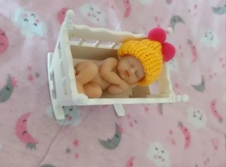 Mini Cuna madera para mini muñecas