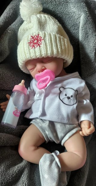 Bebé reborn niña 33cm silicona platino