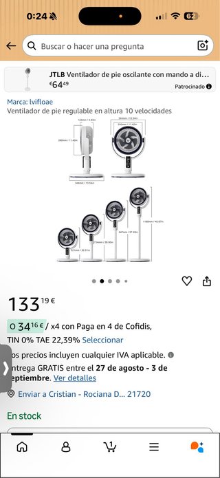 Ventilador de pie oscilante JTLB