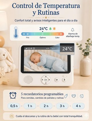 BURNNOVE Vigilabebés Sin WiFi 2.8'' 96h VOX 720p
