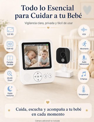 BURNNOVE Vigilabebés Sin WiFi 2.8'' 96h VOX 720p