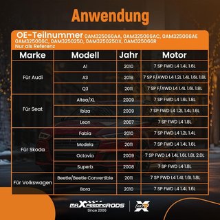 MAXPEEDINGRODS Kit Cuerpo Válvula DQ200 juntas VW