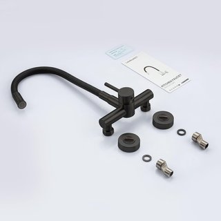 LAKEBAYMZC Grifo Pared 2 Chorros Flexible Negro