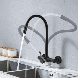 LAKEBAYMZC Grifo Pared 2 Chorros Flexible Negro
