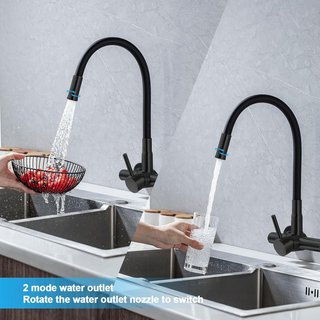 LAKEBAYMZC Grifo Pared 2 Chorros Flexible Negro