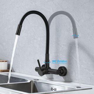 LAKEBAYMZC Grifo Pared 2 Chorros Flexible Negro