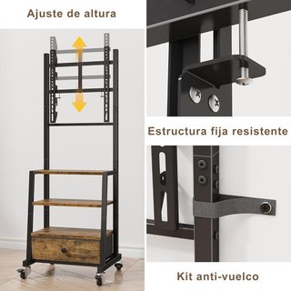 OYRREU mueble TV ruedas 32‑55” cajón tela Marrón
