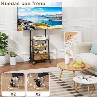 OYRREU mueble TV ruedas 32‑55” cajón tela Marrón