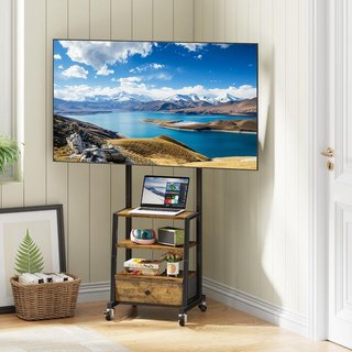 OYRREU mueble TV ruedas 32‑55” cajón tela Marrón