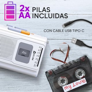 KLIM K8 Reproductor Cassette AMFM Auricular blanco