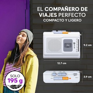 KLIM K8 Reproductor Cassette AMFM Auricular blanco