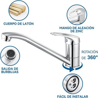 CECIPA Grifo Cocina 360° Acero cepillado monomando