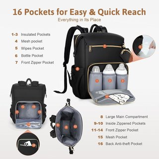LEKESKY Mochila 27 Litros Cambiador Antirrobo 42cm