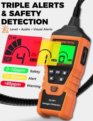 POROMETISTO HLD01 Detector fugas HVAC USB‑C LED