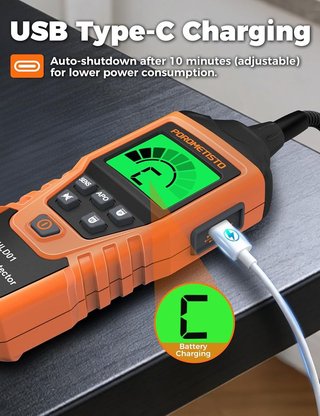 POROMETISTO HLD01 Detector fugas HVAC USB‑C LED