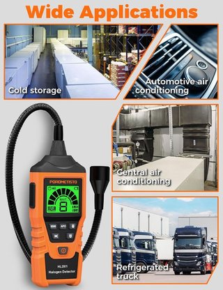 POROMETISTO HLD01 Detector fugas HVAC USB‑C LED