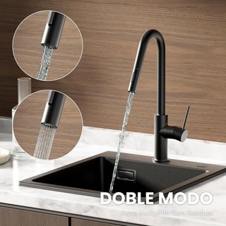 CECIPA Grifo Cocina Negro en V Extensible 360°
