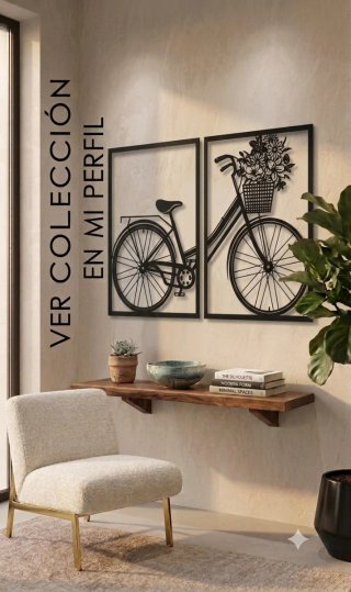 Cuadro Decorativo Bicicleta Madera DMF Negro