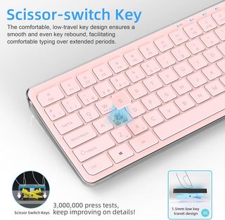 ZIENSTAR Tastiera Ergonomica Curva 4in1 BT Rosa
