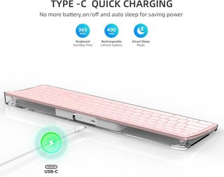 ZIENSTAR Tastiera Ergonomica Curva 4in1 BT Rosa