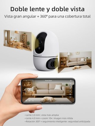VIRTAVO XD1‑PRO cámara doble 360 WiFi6 1080P
